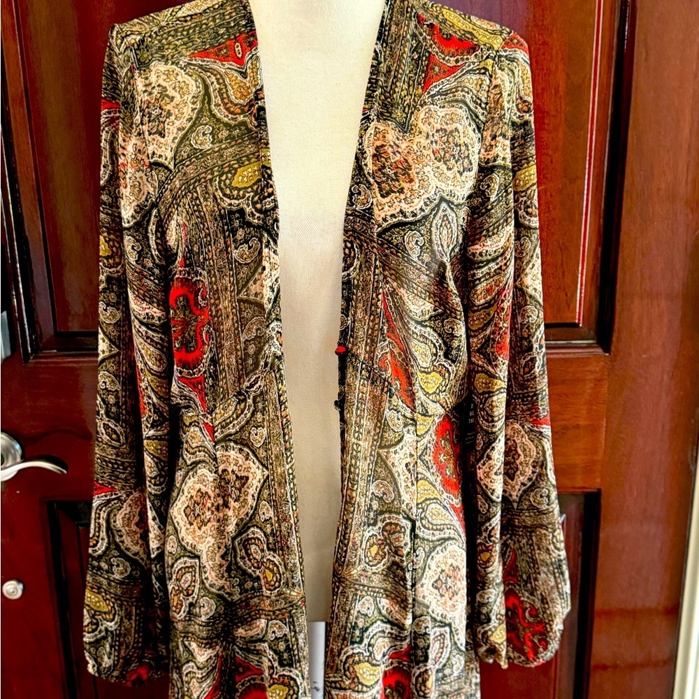 Express ladies, long sleeve maxi, sheer cover-up size large, NWT Paisley - Picture 11 of 16